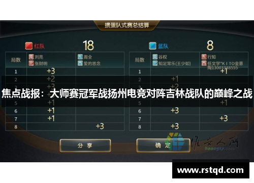 焦点战报：大师赛冠军战扬州电竞对阵吉林战队的巅峰之战